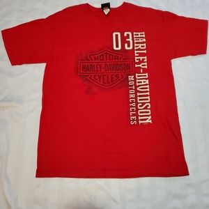 Mens Red Harley Davidson T-Shirt. Size L.